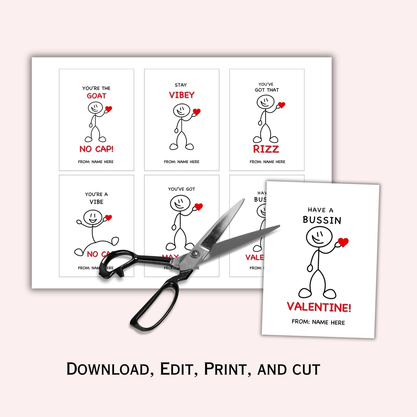 Editable Gen Z Slang Valentine Cards