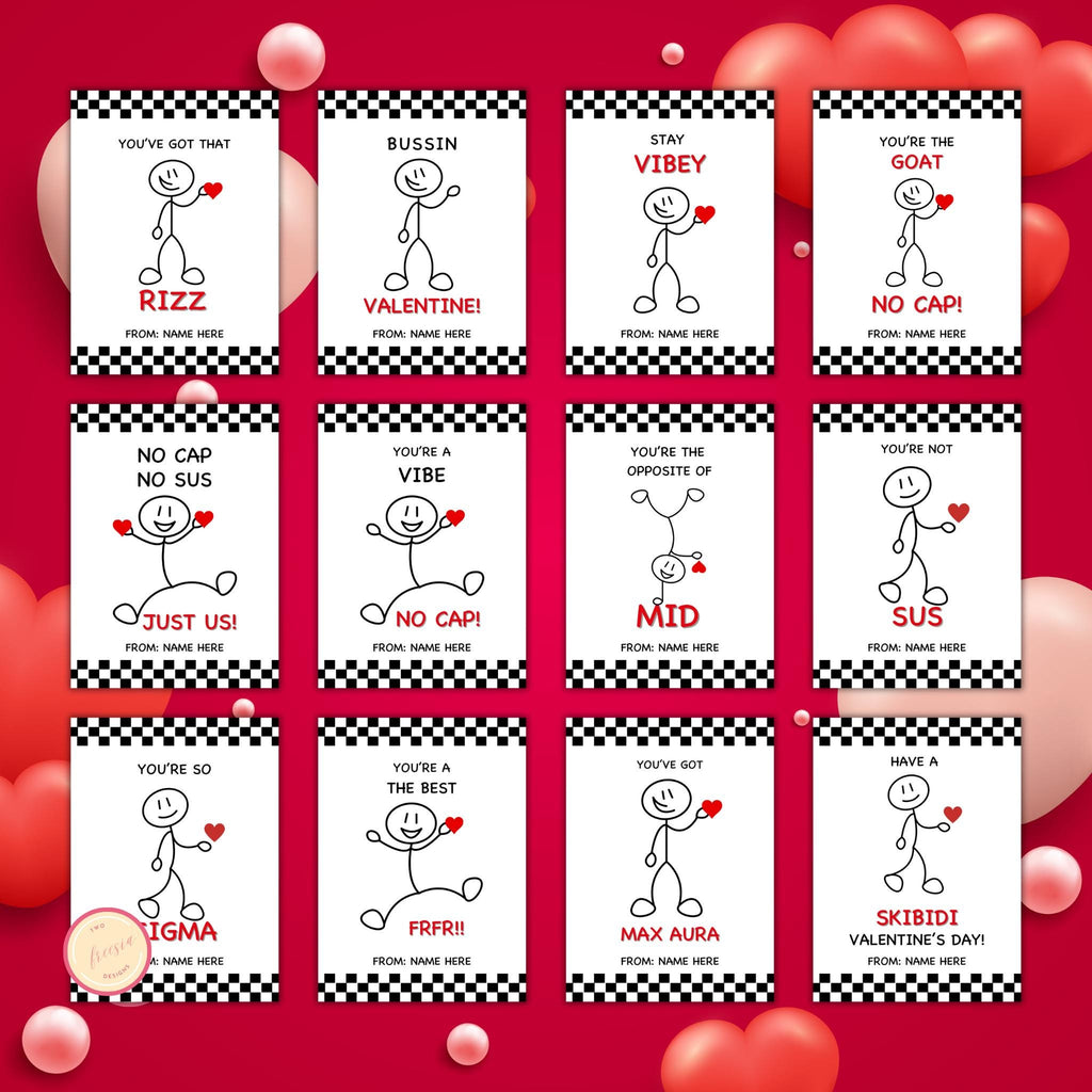 Editable Gen Z Slang Valentine Cards