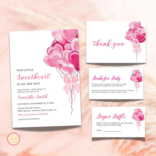 Valentine's Day Baby Shower Invitation Bundle