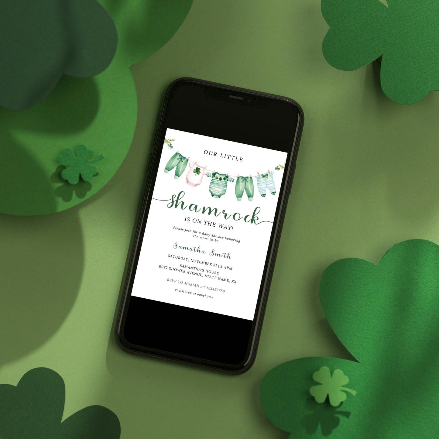 Our Little Shamrock Baby Shower Invitation Bundle