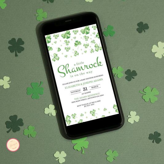 A Little Shamrock is on the Way Mobile Invitation - St Patrick's Day Baby Shower