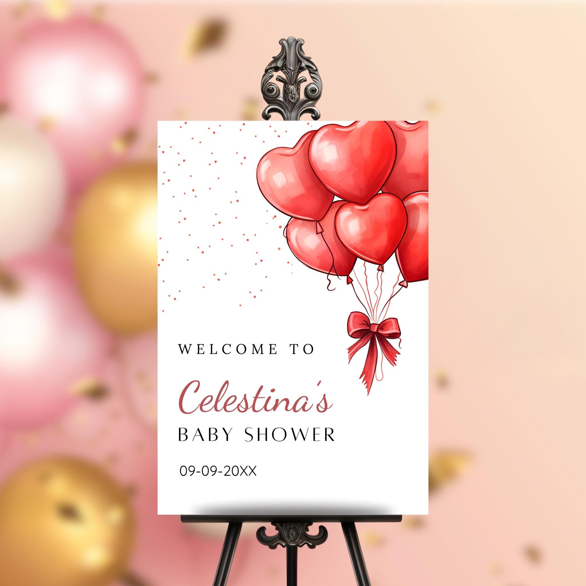 Valentine's Day Balloons Baby Shower Welcome Sign