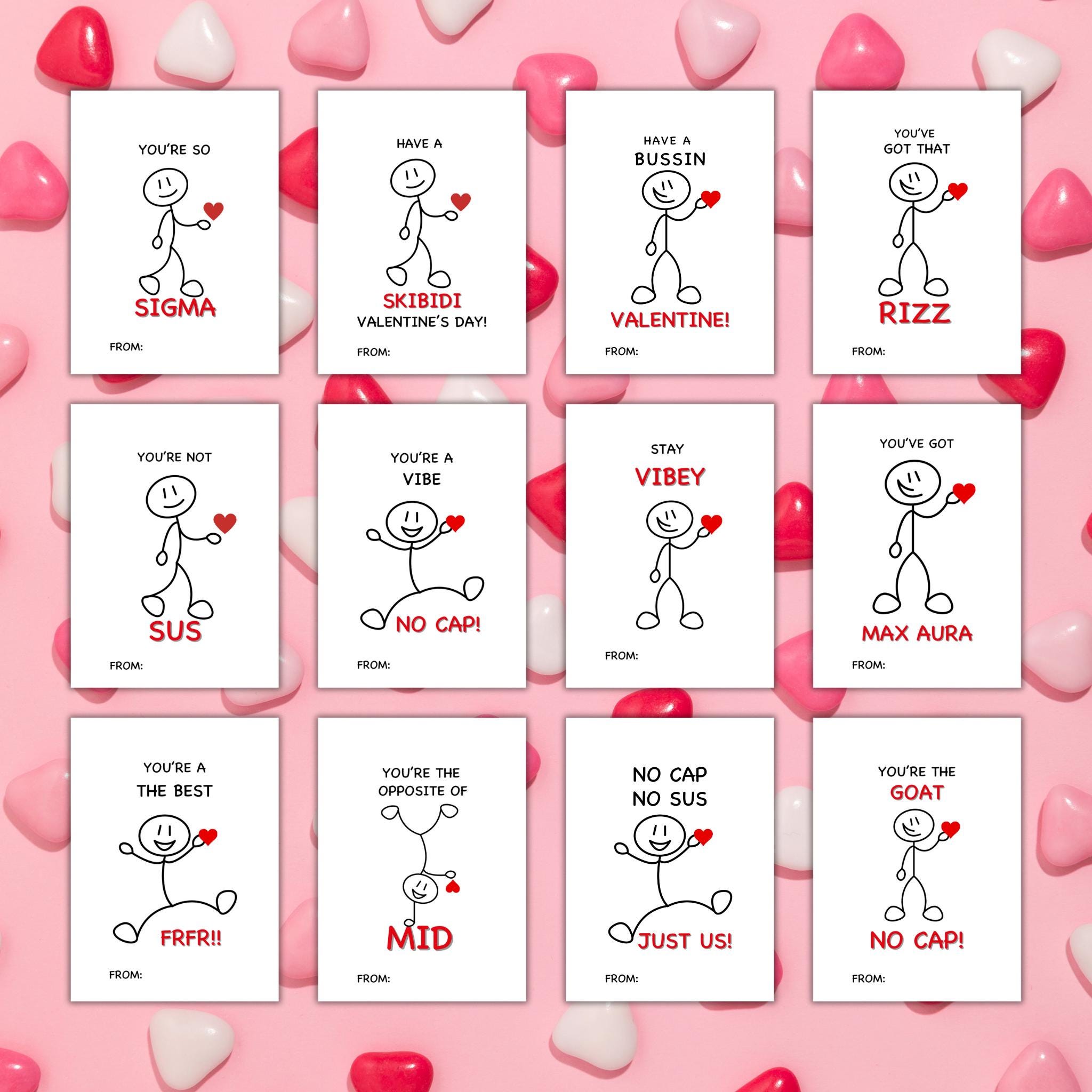 Gen Z Slang Valentine Cards | Ready to Print