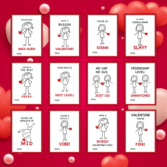 Gen Z Slang Valentine Cards, Funny Printable Classroom Valentine, Kids Tween Valentine's Day Gift, Tween Girl Valentine, Middle School Card