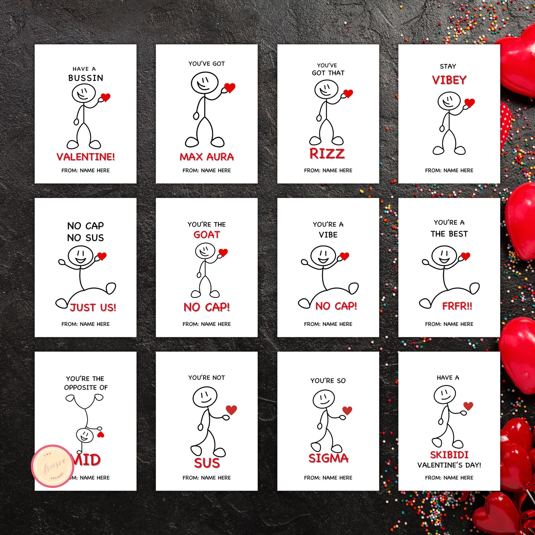 Editable Gen Z Slang Valentine Cards