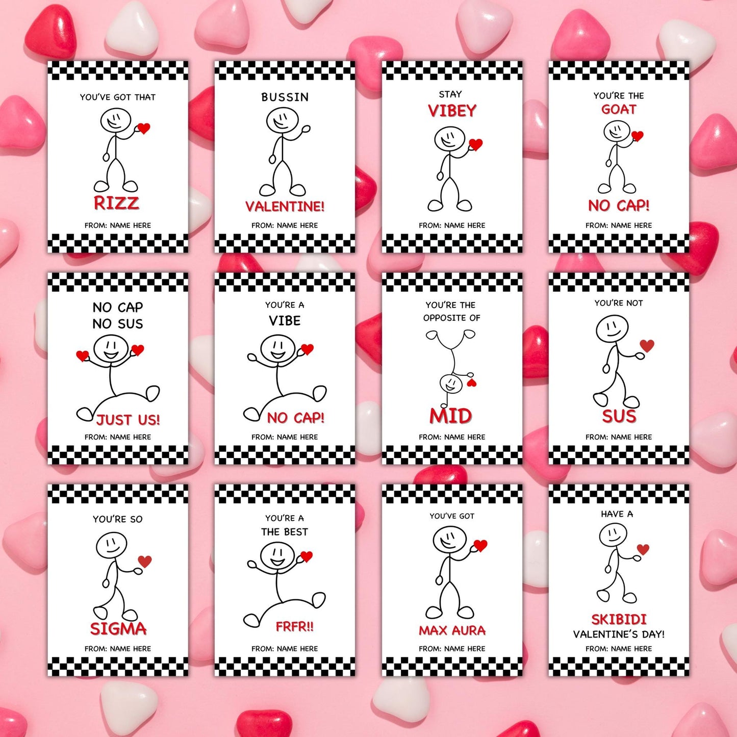 Editable Gen Z Slang Valentine Cards