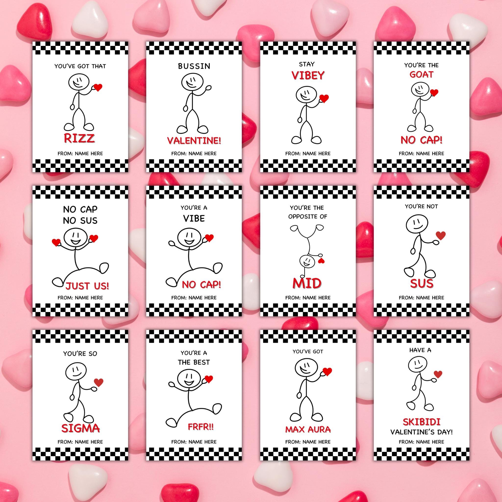 Editable Gen Z Slang Valentine Cards