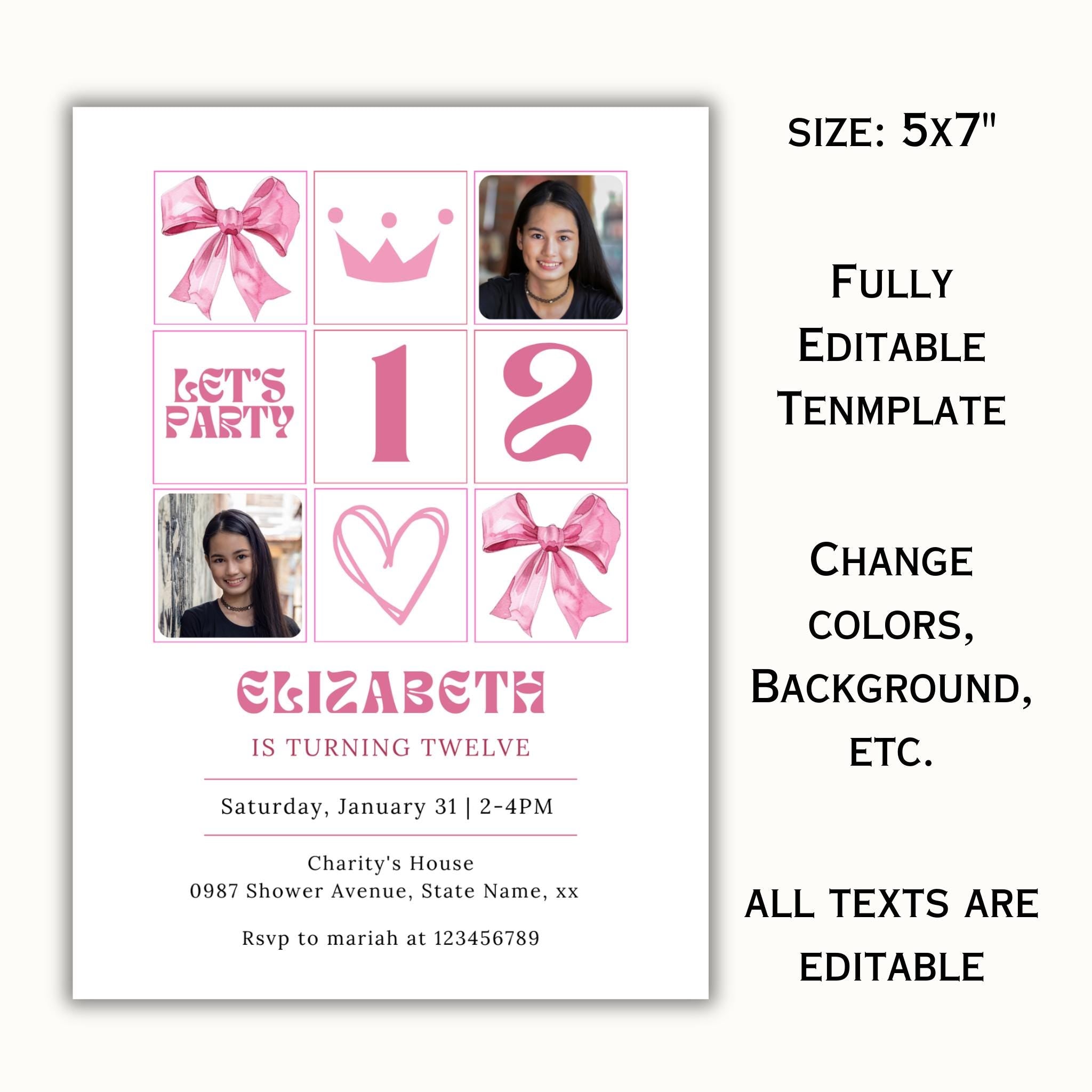 Pink Coquette 12th Girl Birthday Invitation