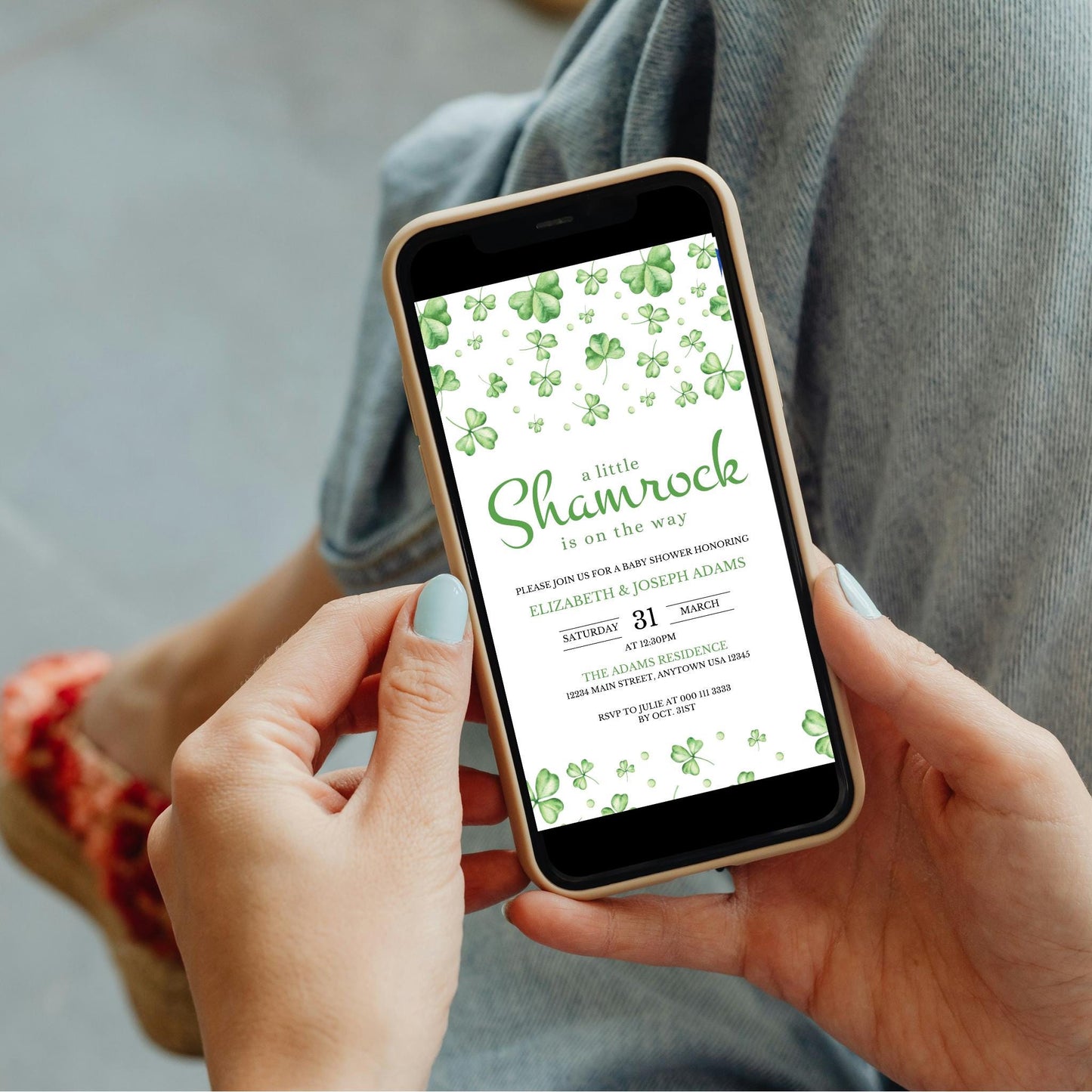 A Little Shamrock is on the Way Mobile Invitation - St Patrick's Day Baby Shower