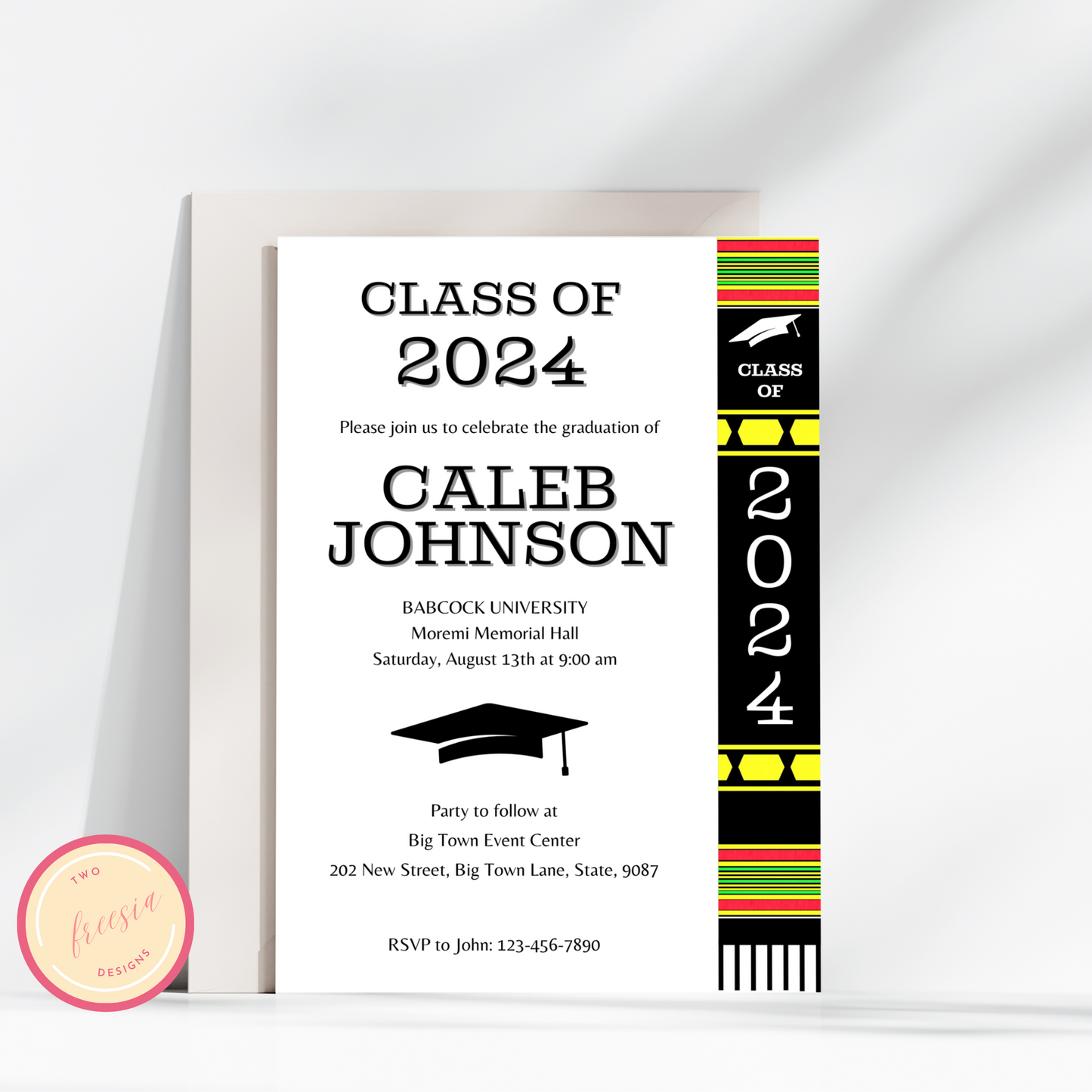 Editable Graduation Invitation Template - Kente Inspired