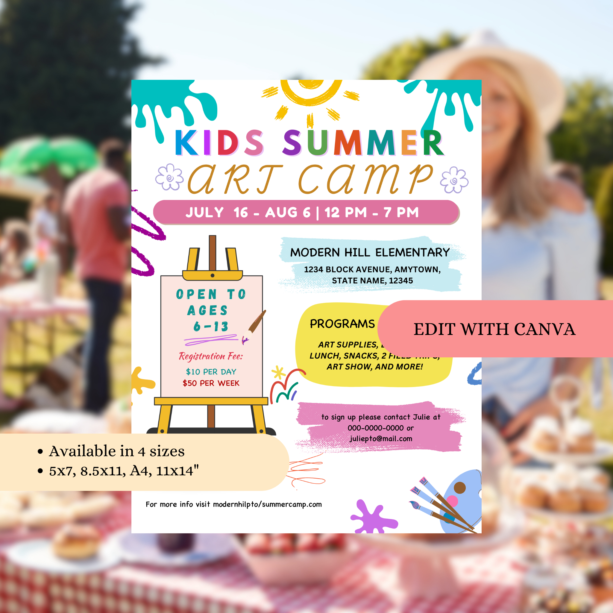 Kids Summer Art Camp Flyer Template