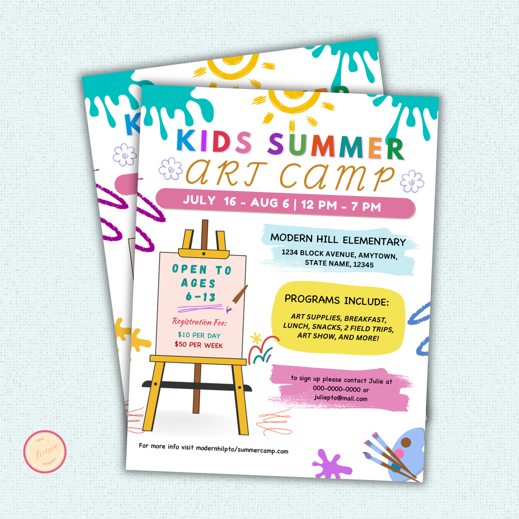 Kids Summer Art Camp Flyer Template
