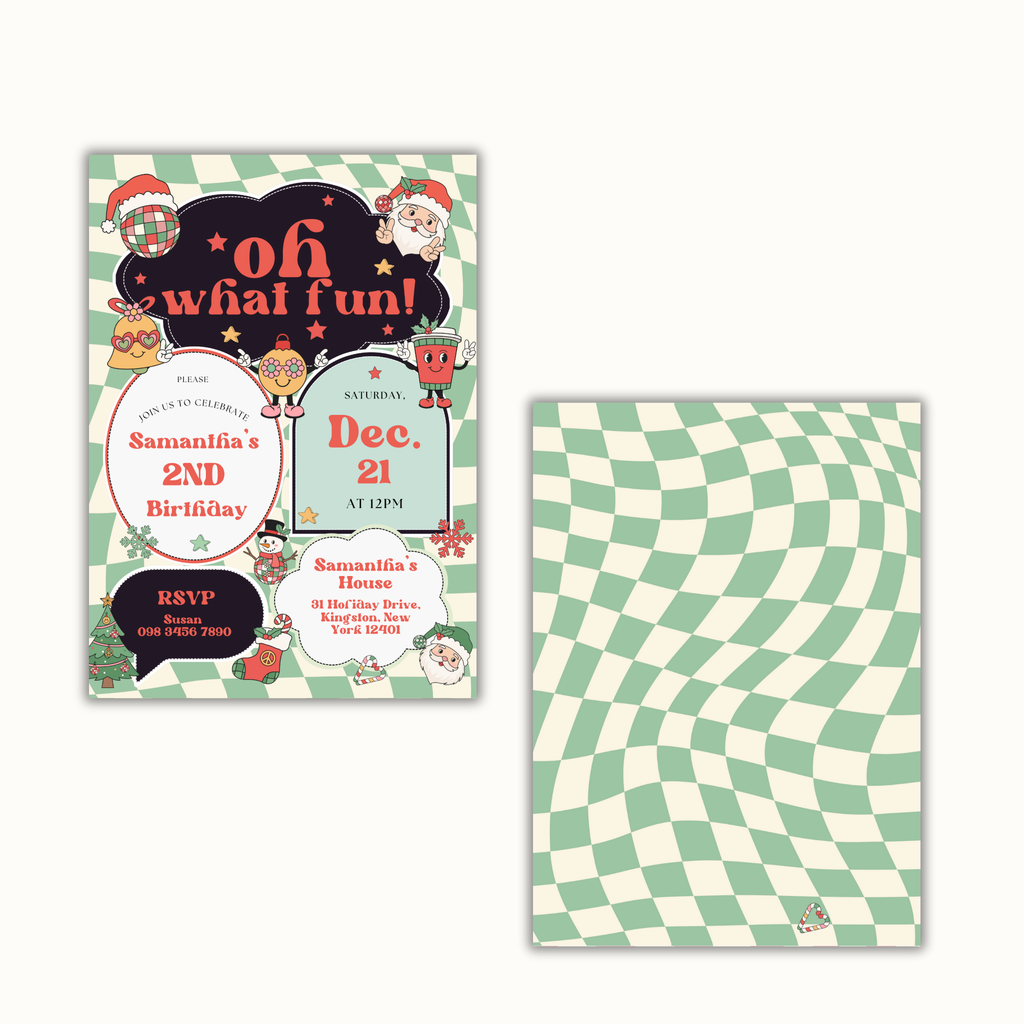 Oh What Fun Christmas Birthday Invitation