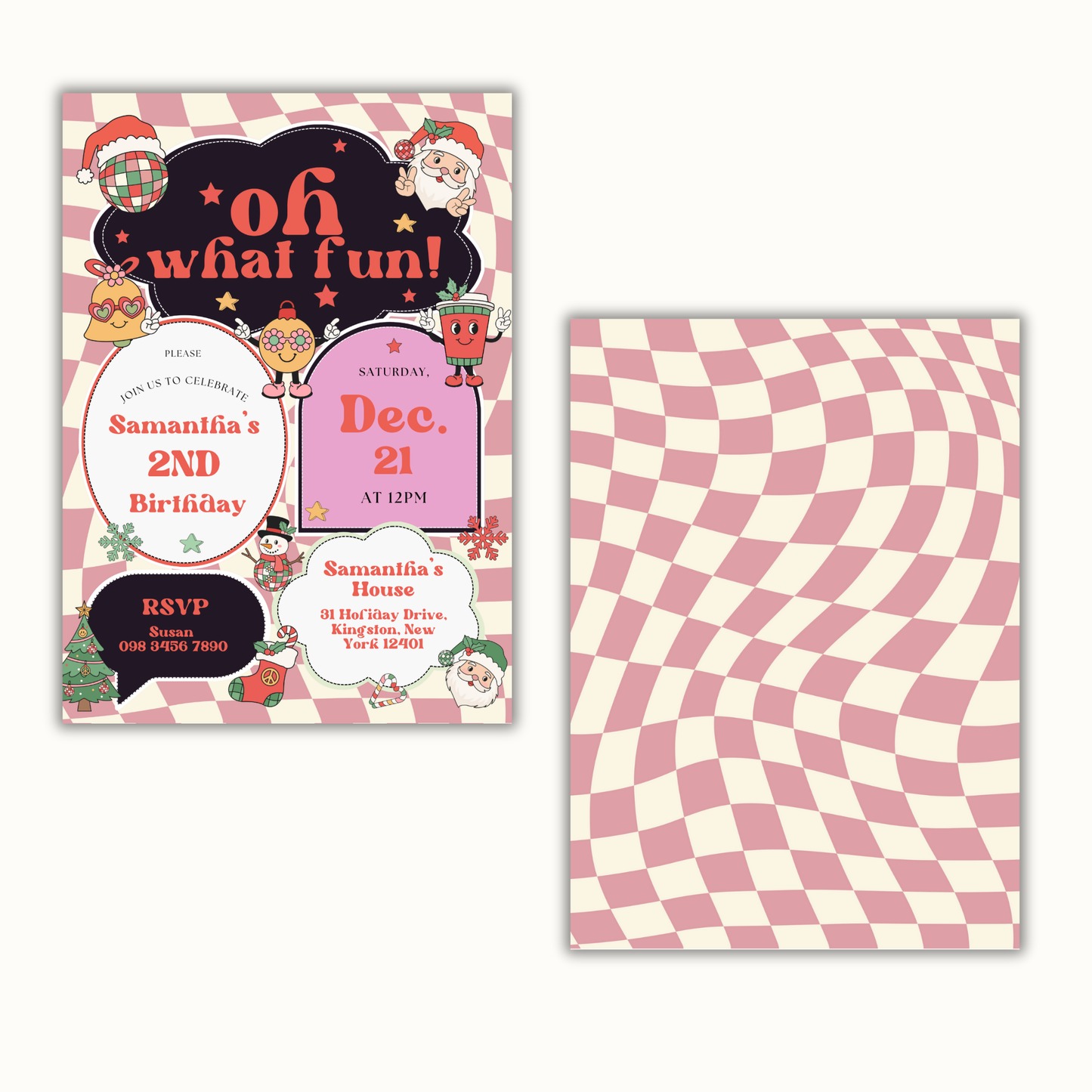 Oh What Fun Christmas Birthday Invitation | Red