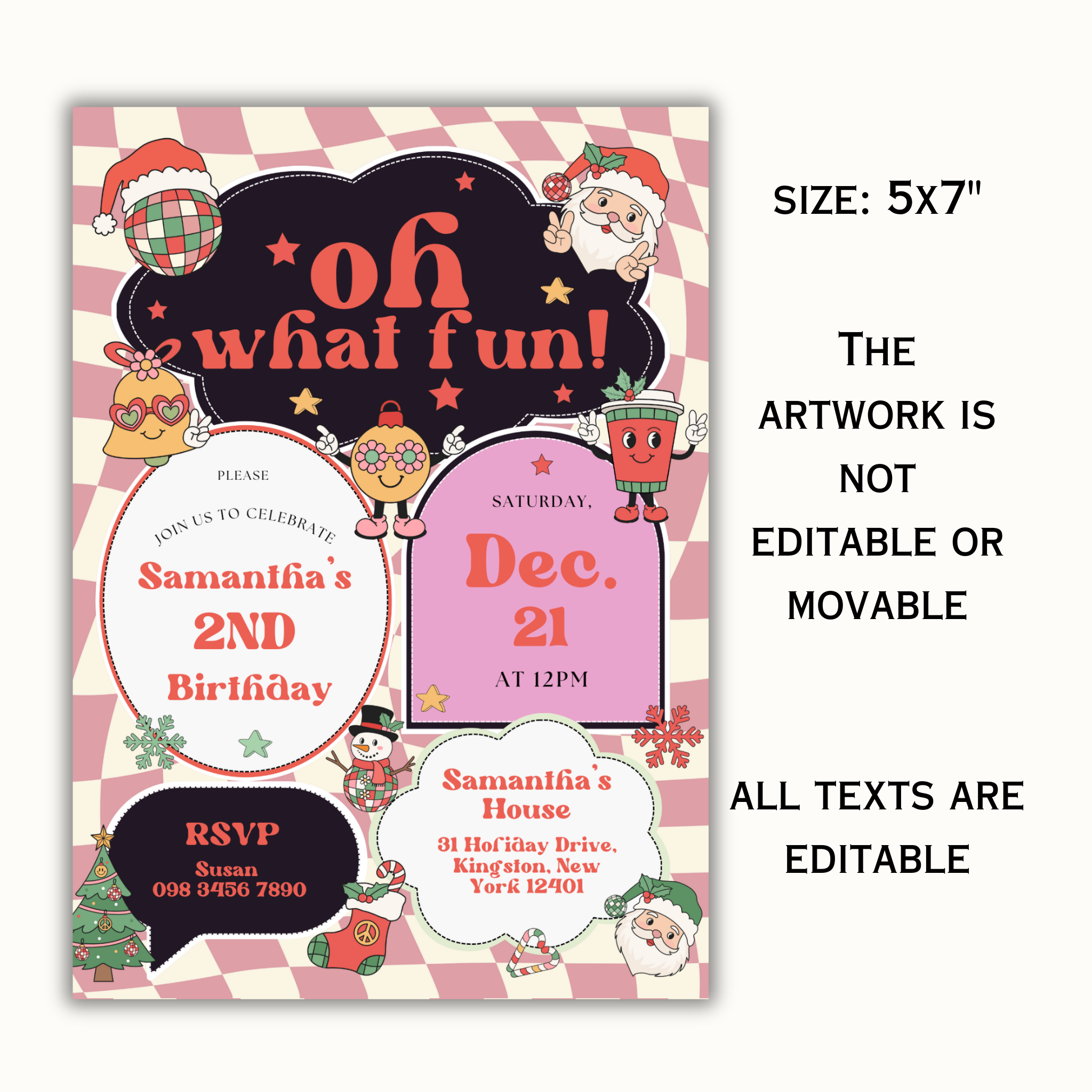 Oh What Fun Christmas Birthday Invitation | Red