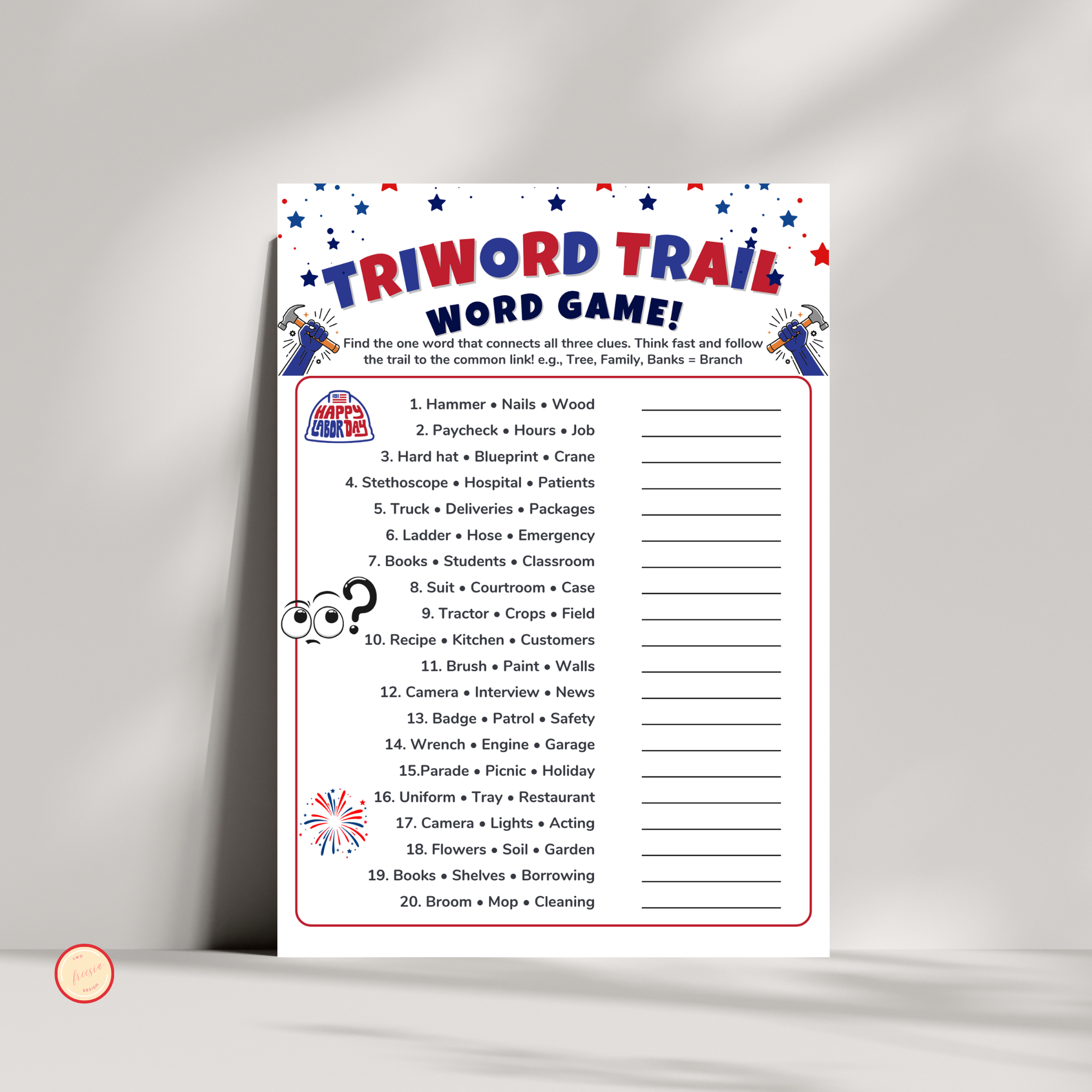 Triword Game - Labor Day