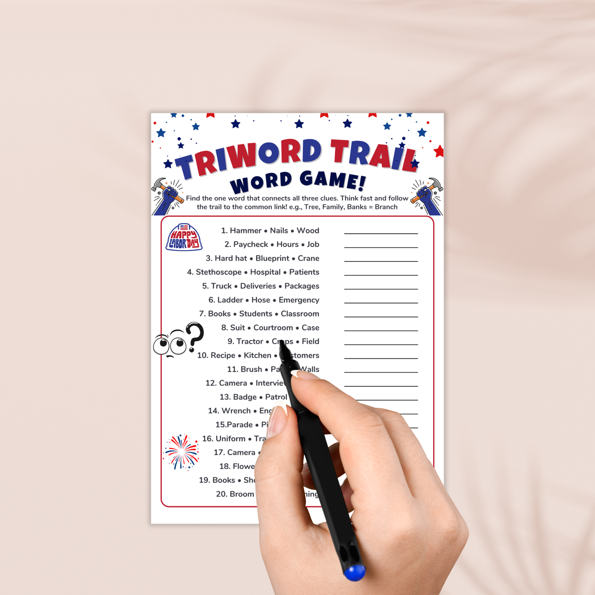 Triword Game - Labor Day
