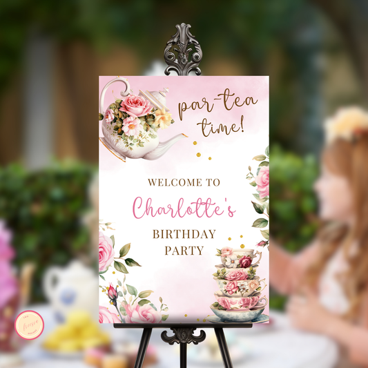 Tea Party Welcome sign