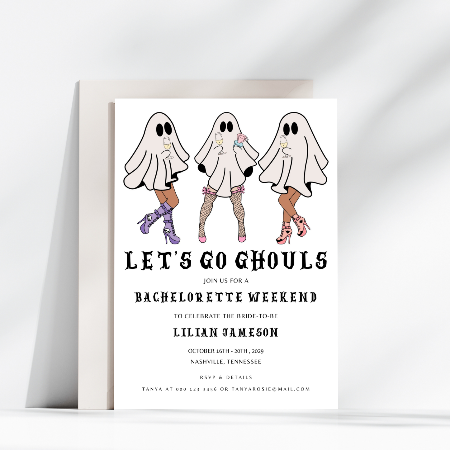 Let's Go Ghouls Bachelorette Invitation Template