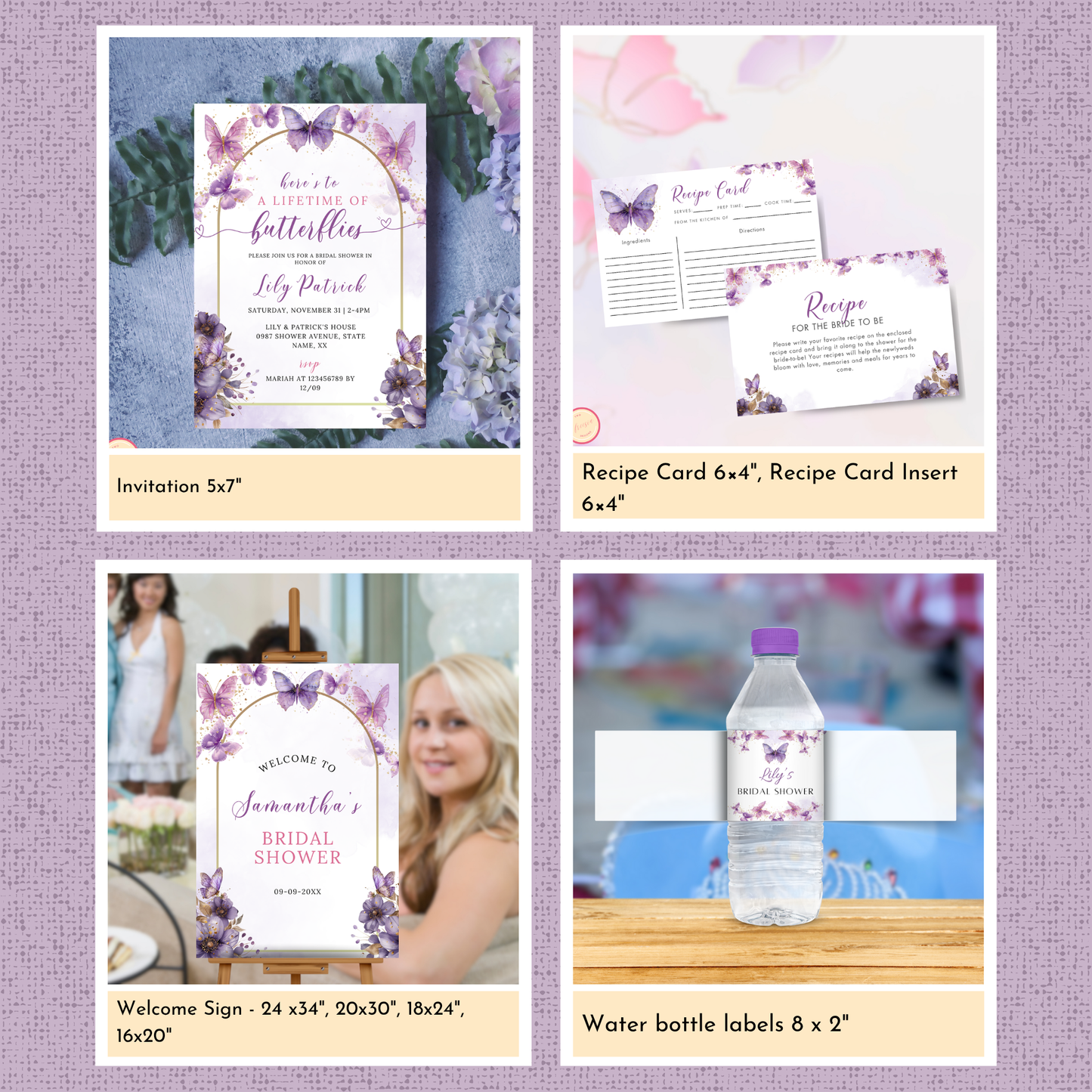 Lifetime of Butterflies Bridal Shower Template Bundle #1