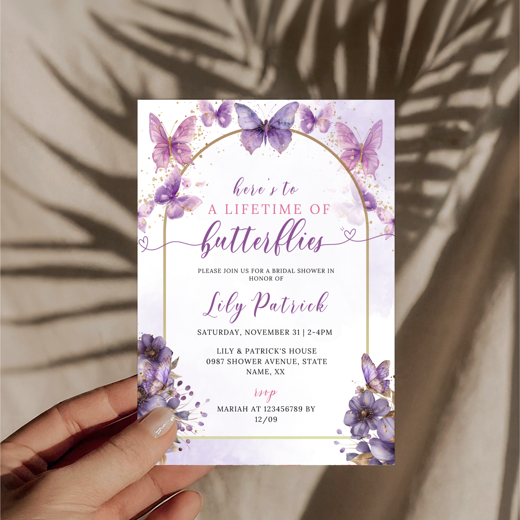 Lifetime of Butterflies Bridal Shower Invitation