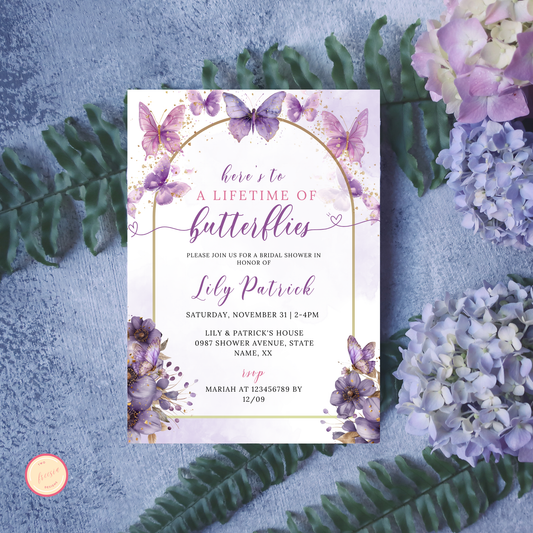 Lifetime of Butterflies Bridal Shower Invitation