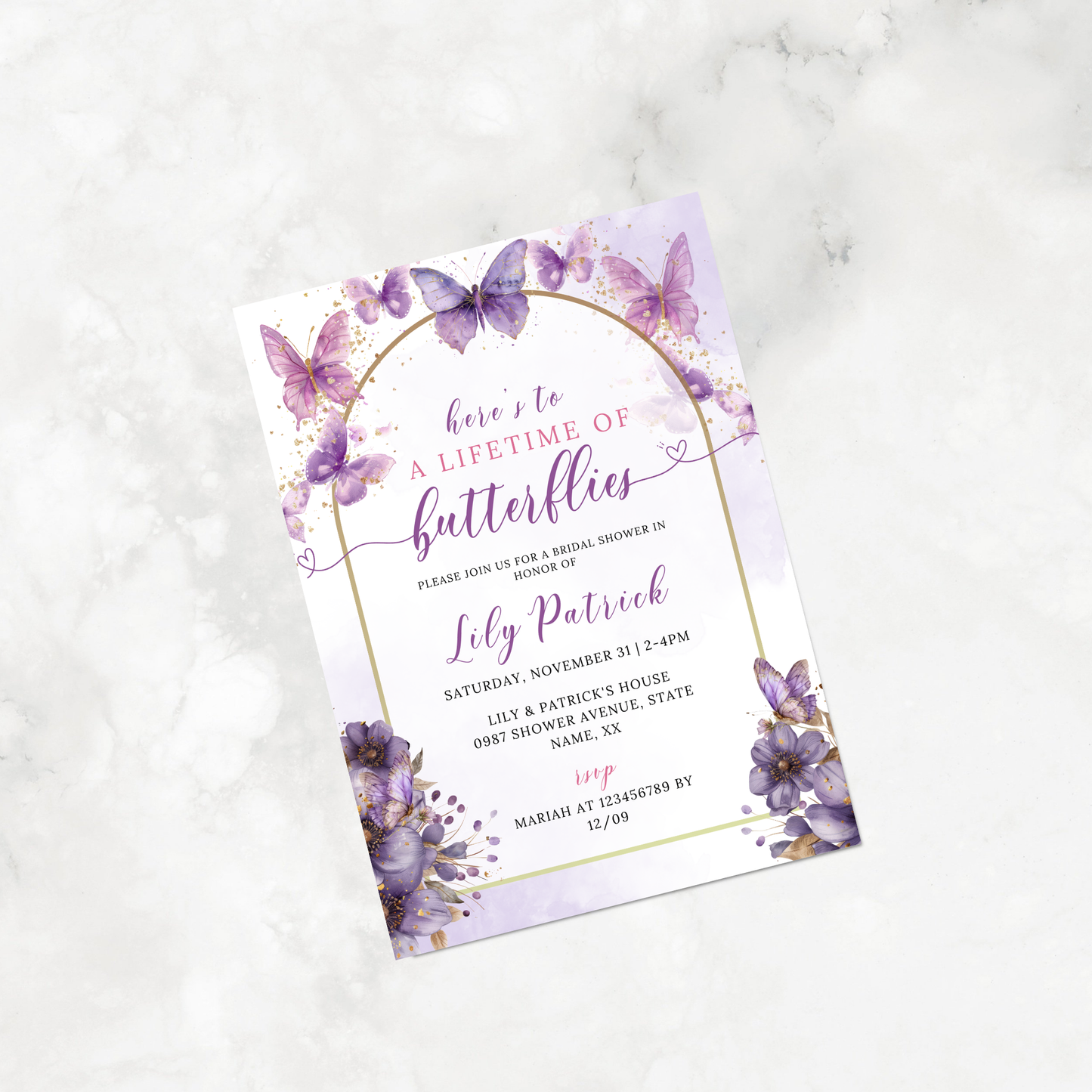 Lifetime of Butterflies Bridal Shower Invitation
