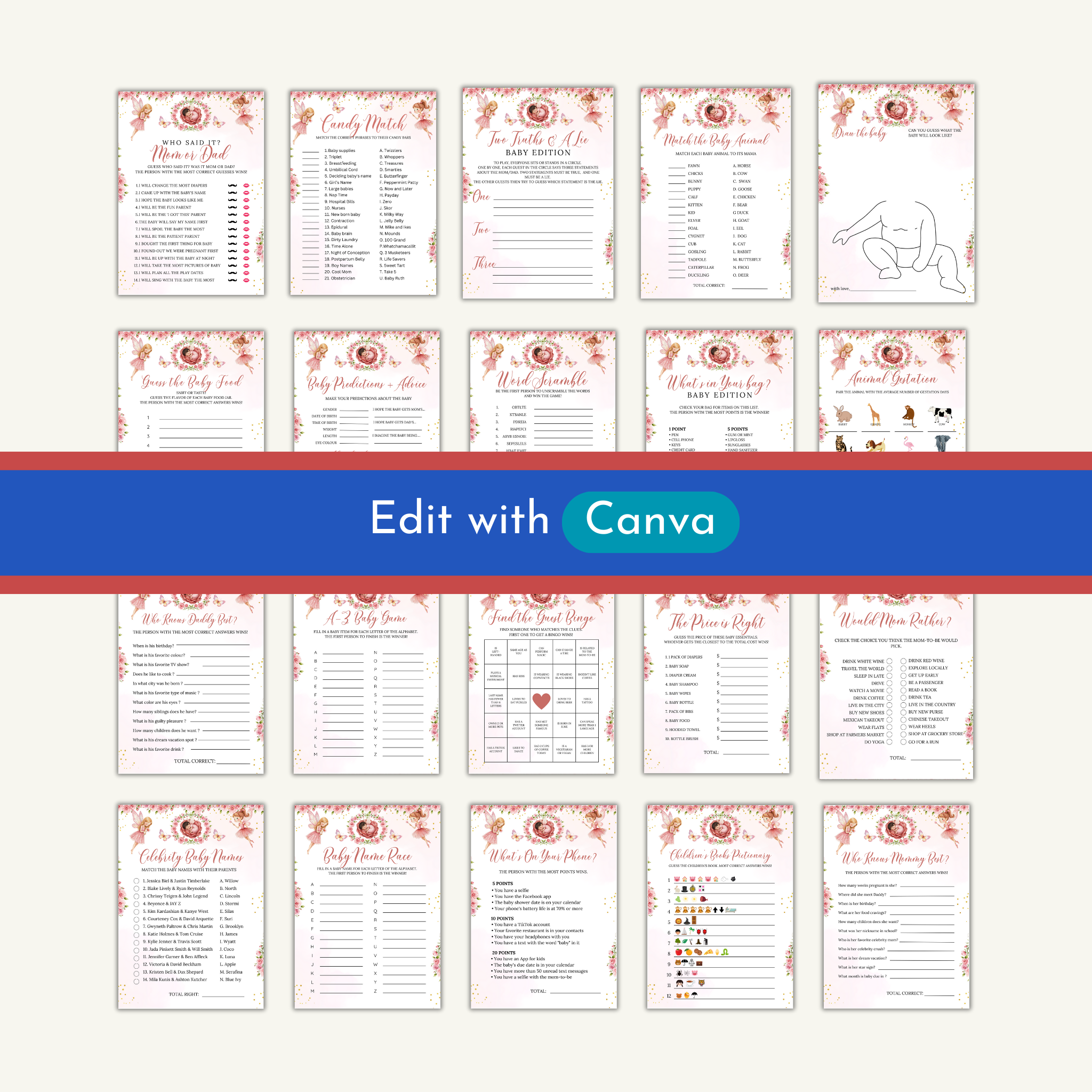 40 Fairy Baby Shower Game