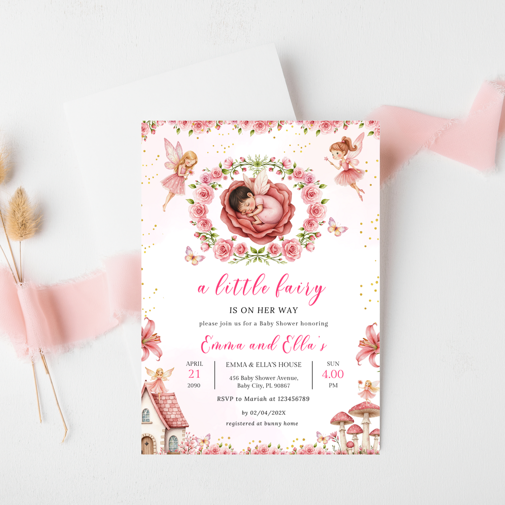 A Little Fairy is on Her Way Baby Shower Invitation Set