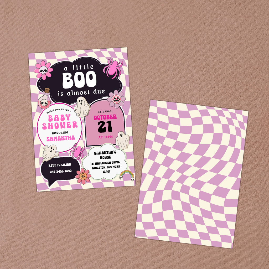 Little Boo Shower Invitation Bundle - Pink Retro