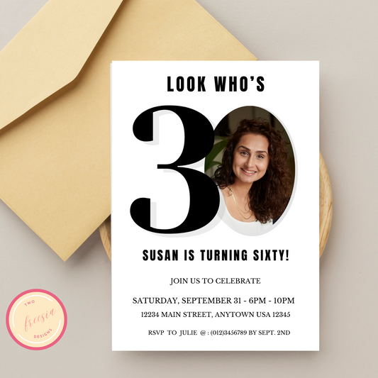 Look who’s 30 Birthday Invite + Photo