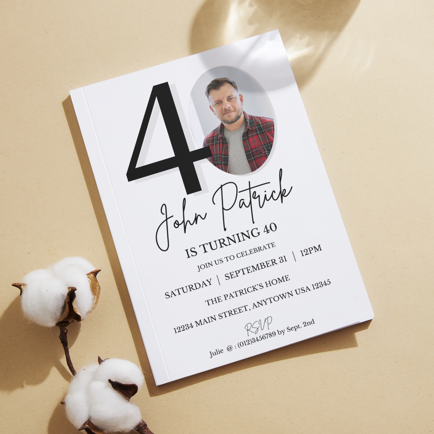 40th Birthday Invitation + Photo