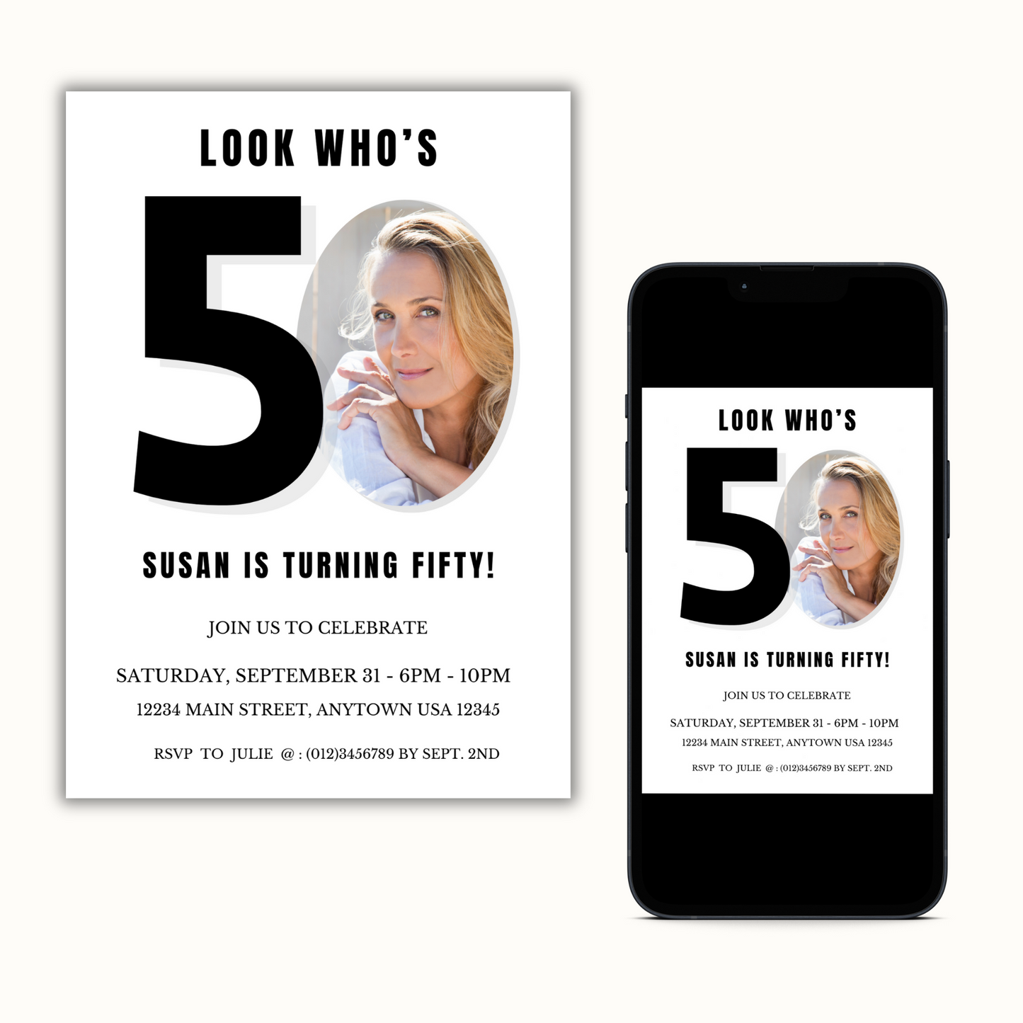 Look Who's 50 - Editable Invitation