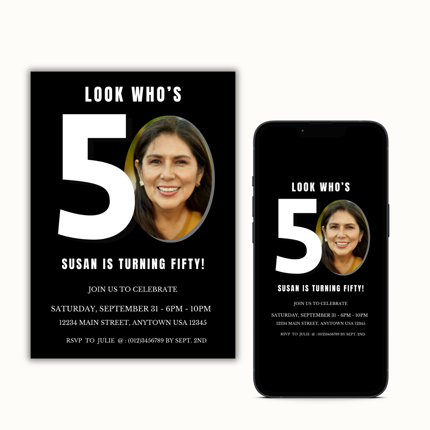 Look Who's 50 - Birthday Invitation