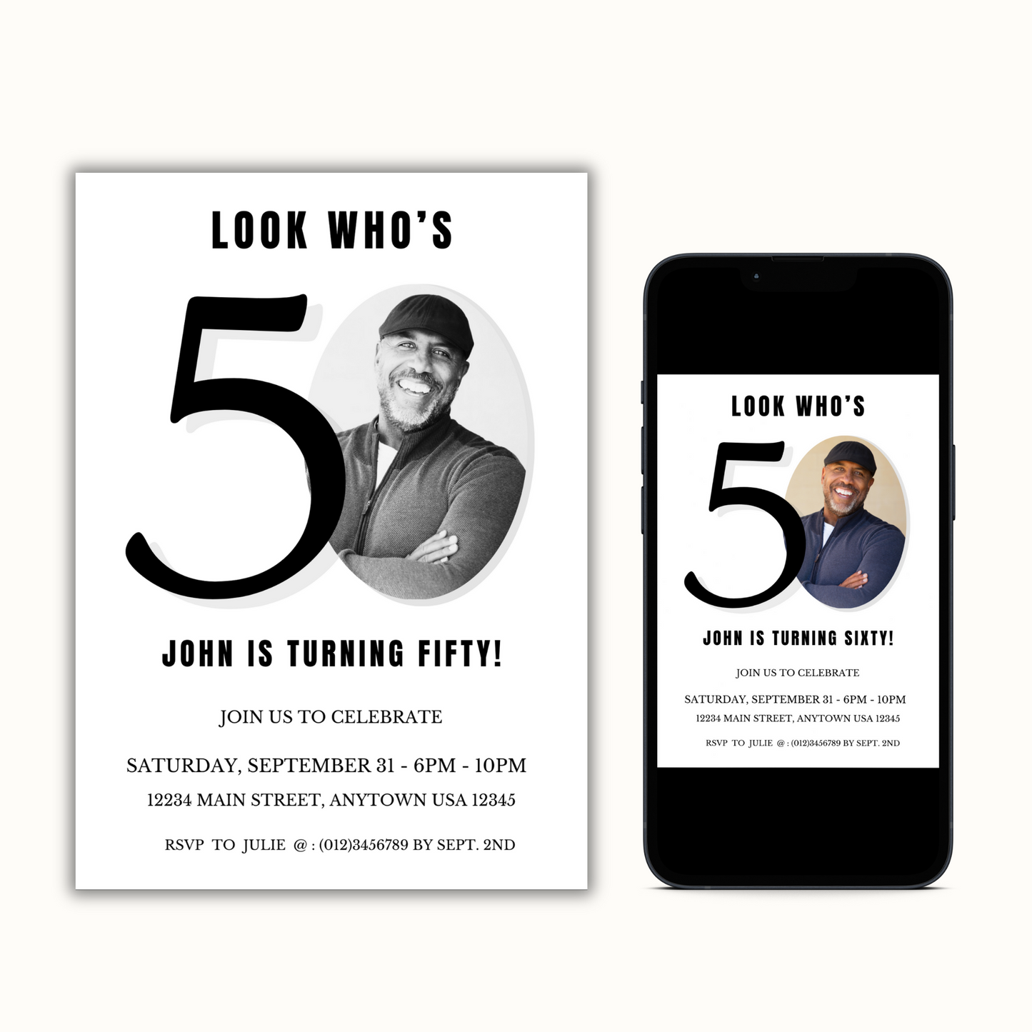 Look Who's 50 - Birthday Invitation