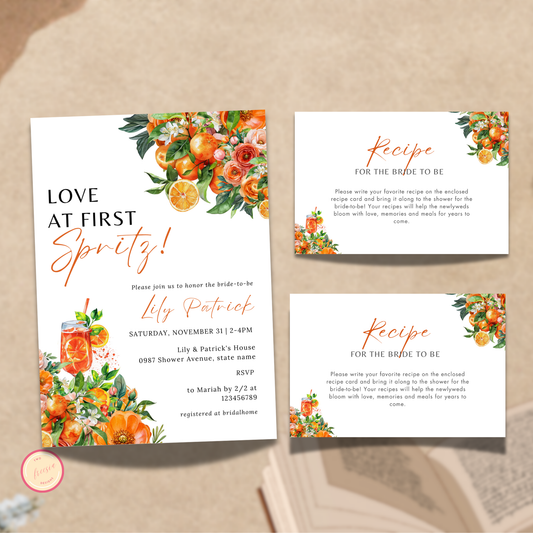 Love at First Spritz Bridal Shower + Recipe Card Bundle