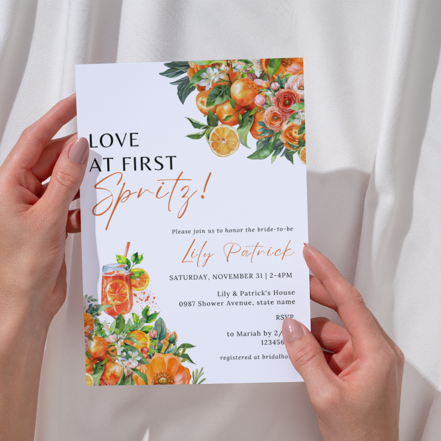 Love at first spritz Bridal Shower Invitation