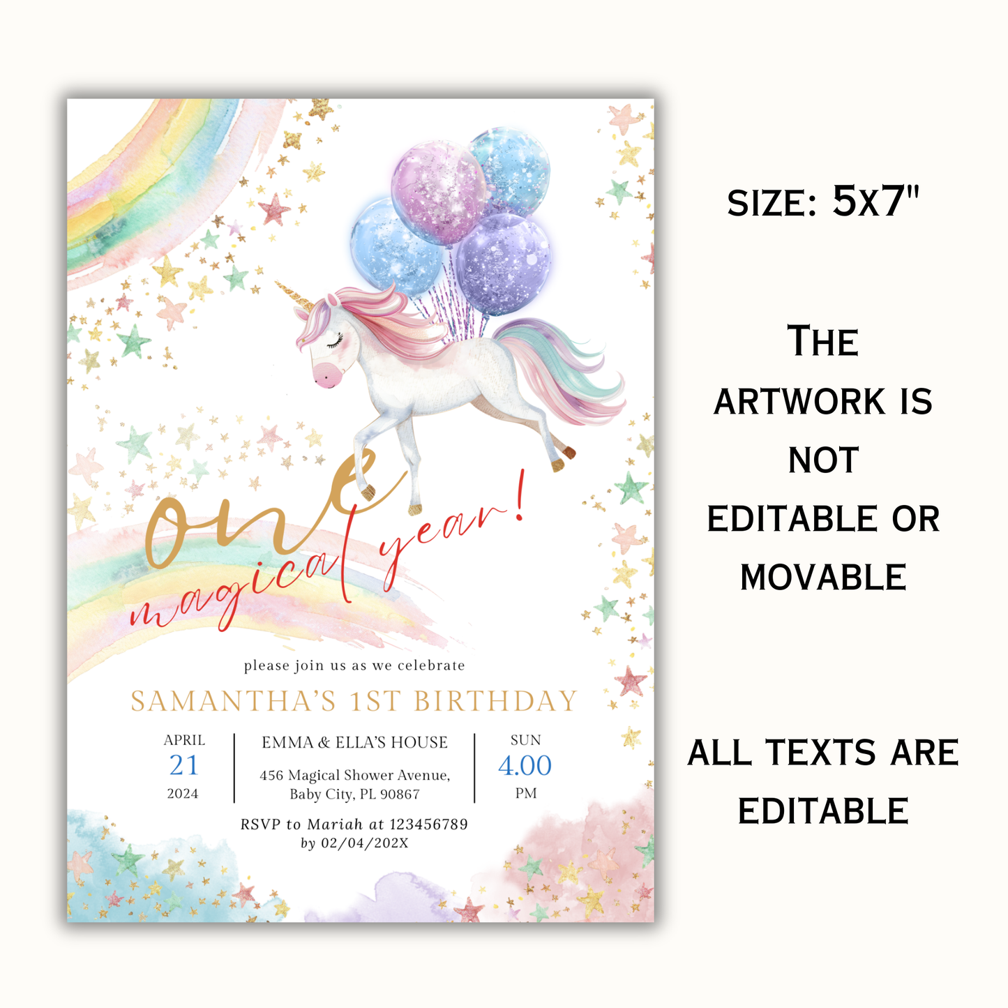 One Magical Year Birthday Invitation