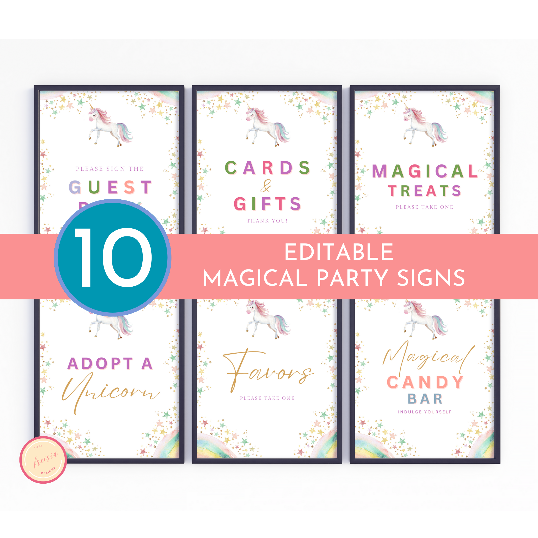 Unicorn Birthday Table Sign Templates