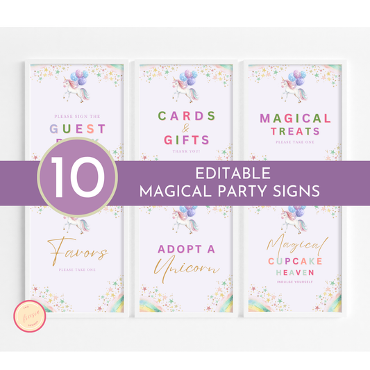 Unicorn Birthday Table Sign Templates