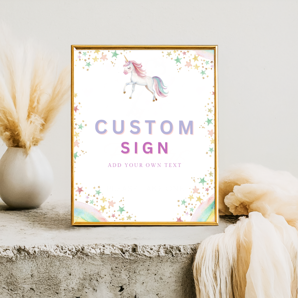 Unicorn Birthday Table Sign Templates