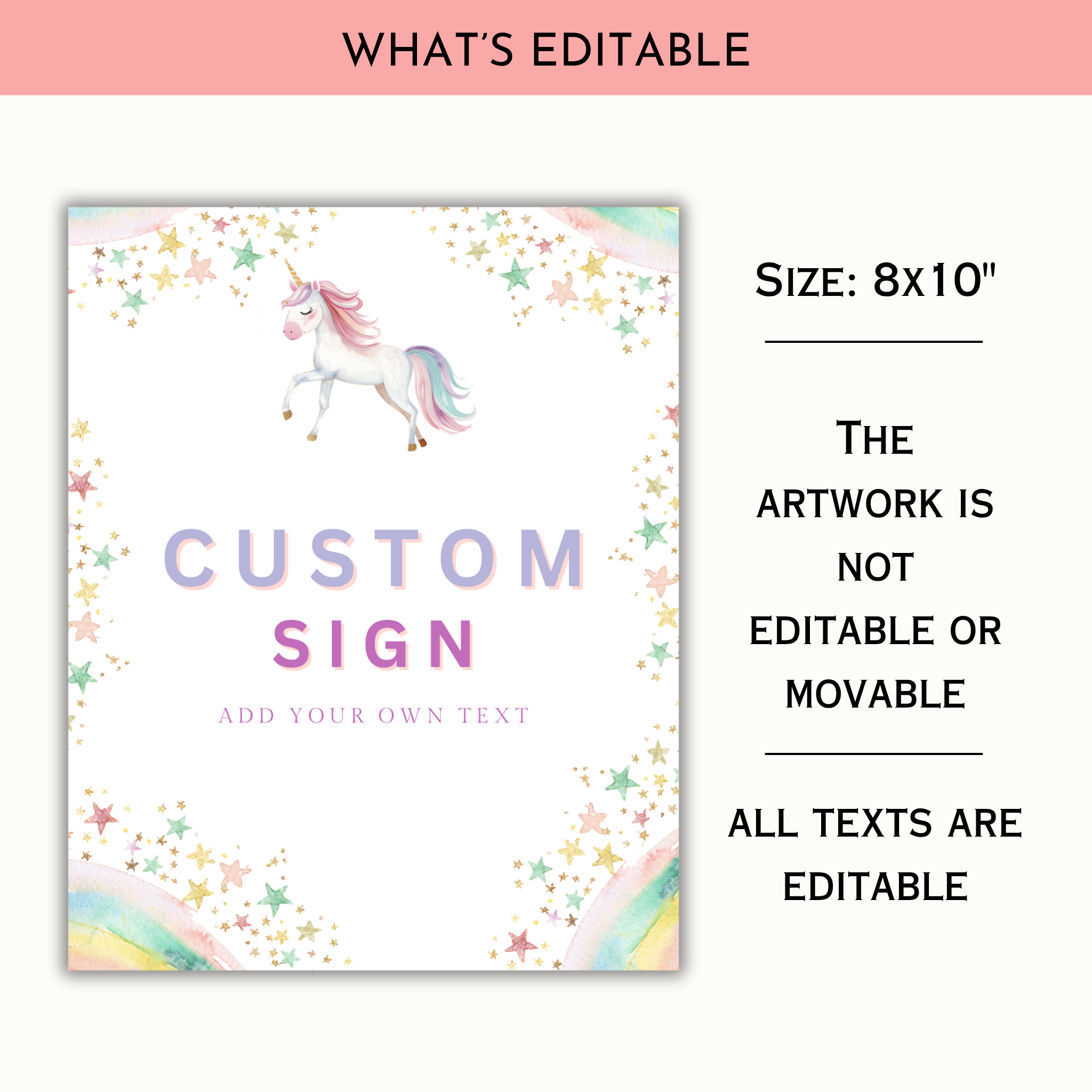 Unicorn Birthday Table Sign Templates