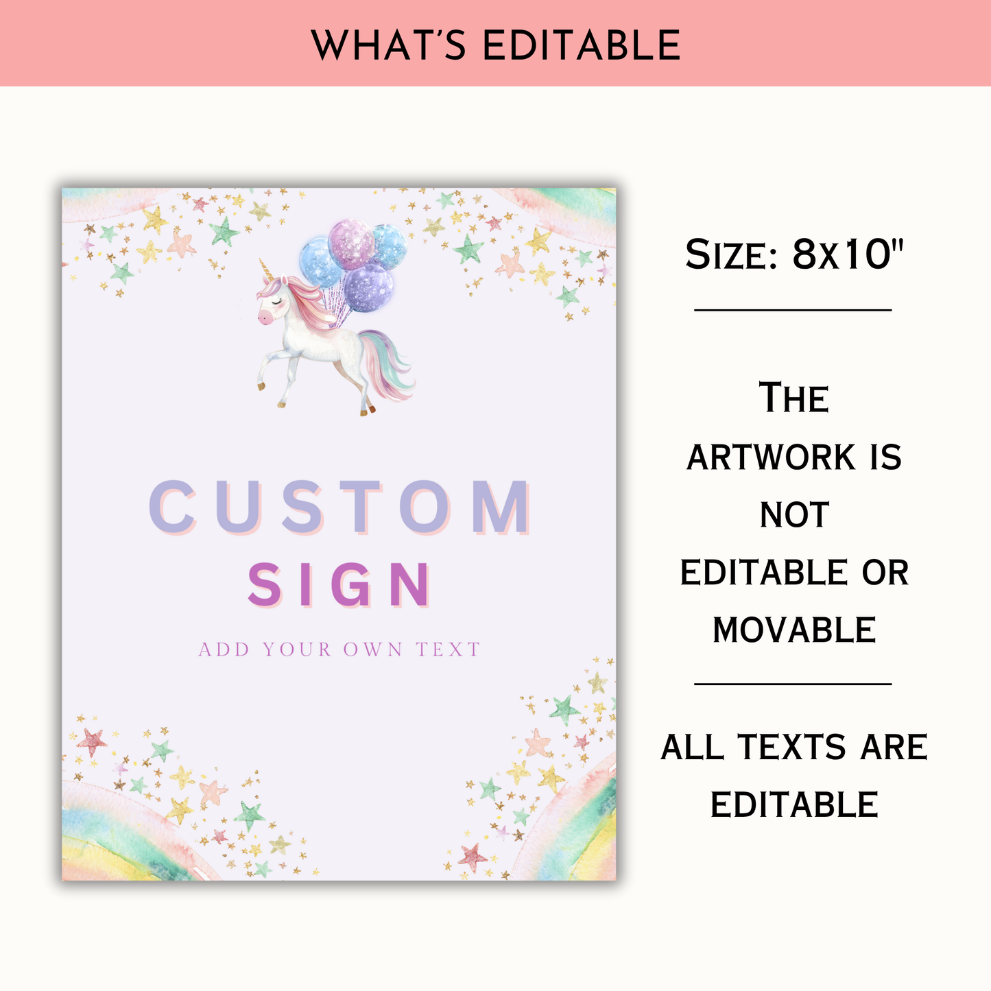 Unicorn Birthday Table Sign Templates