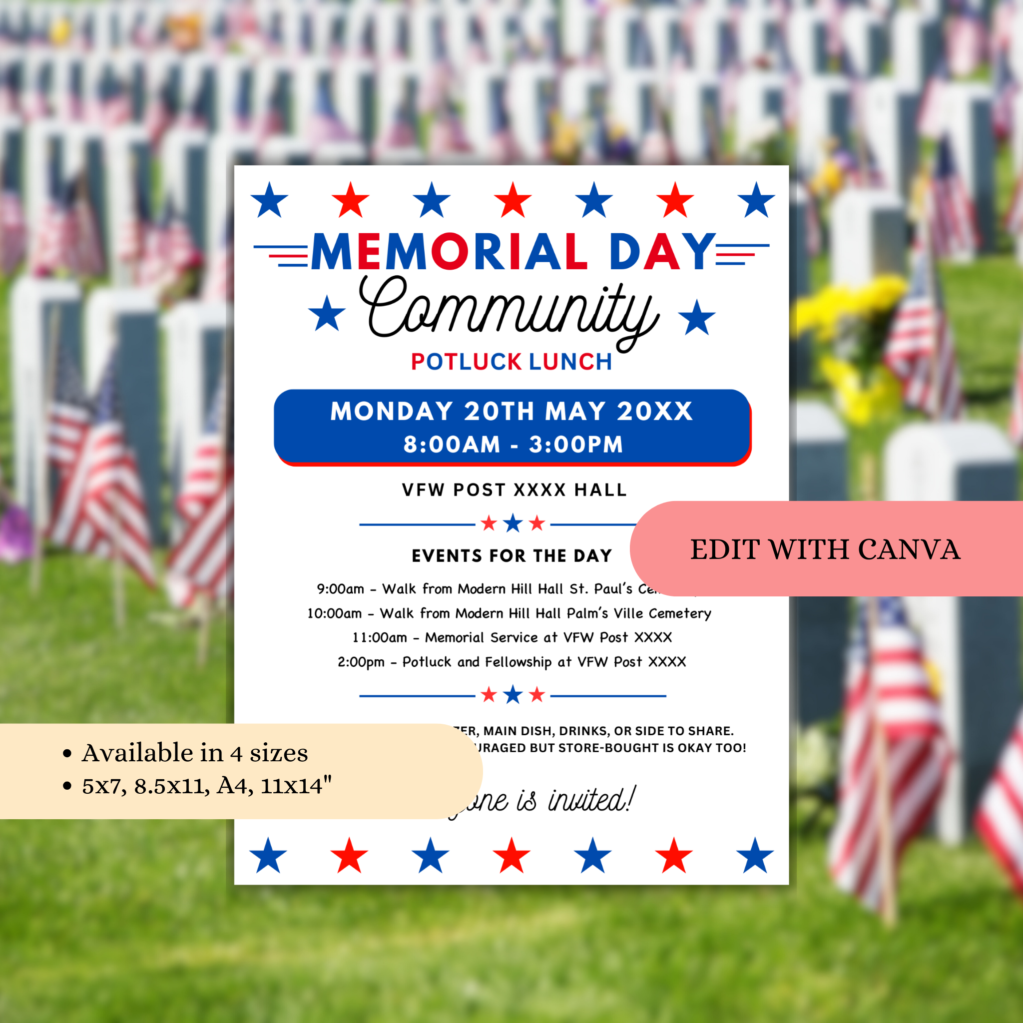 Memorial Day Potluck Flyer Template