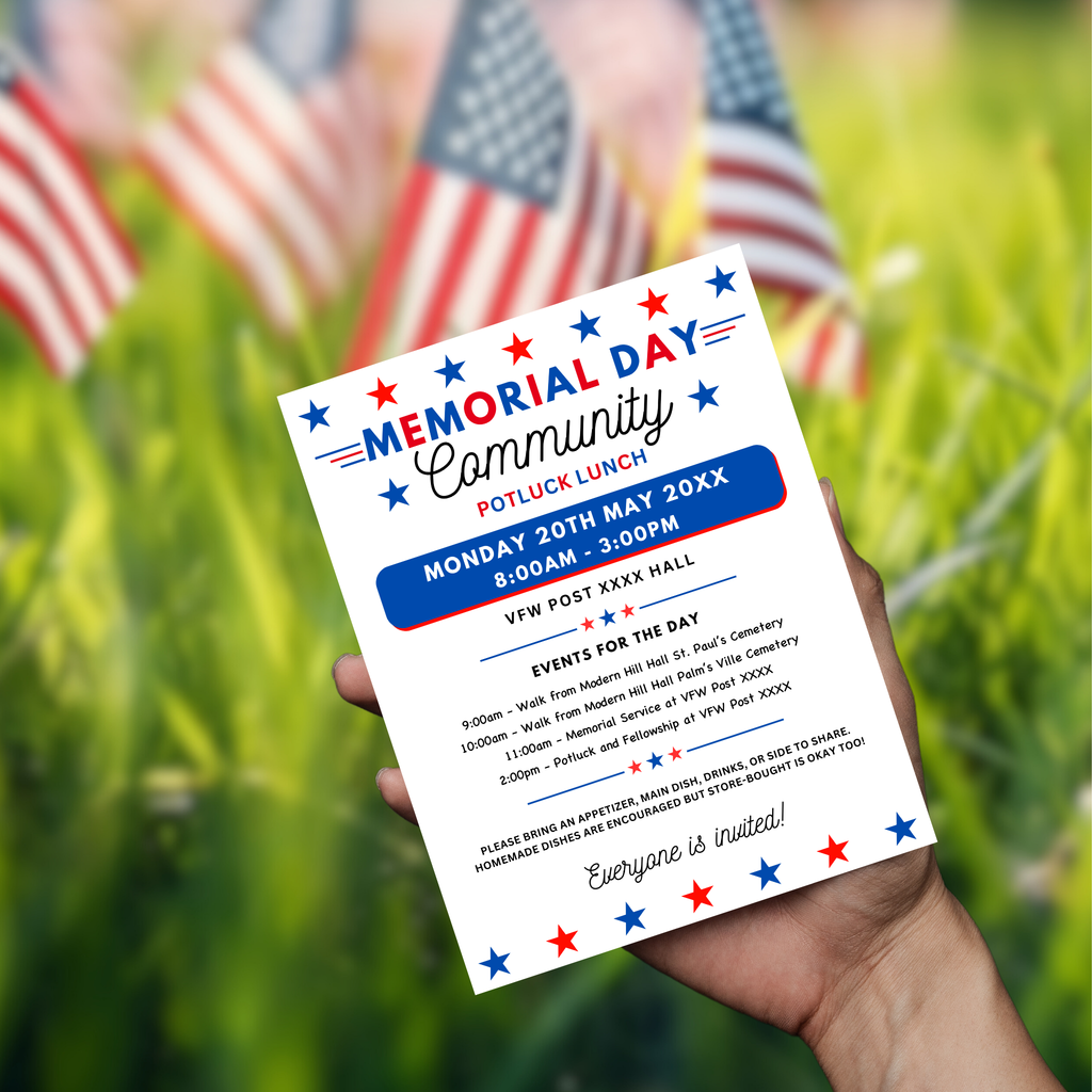 Memorial Day Potluck Flyer Template