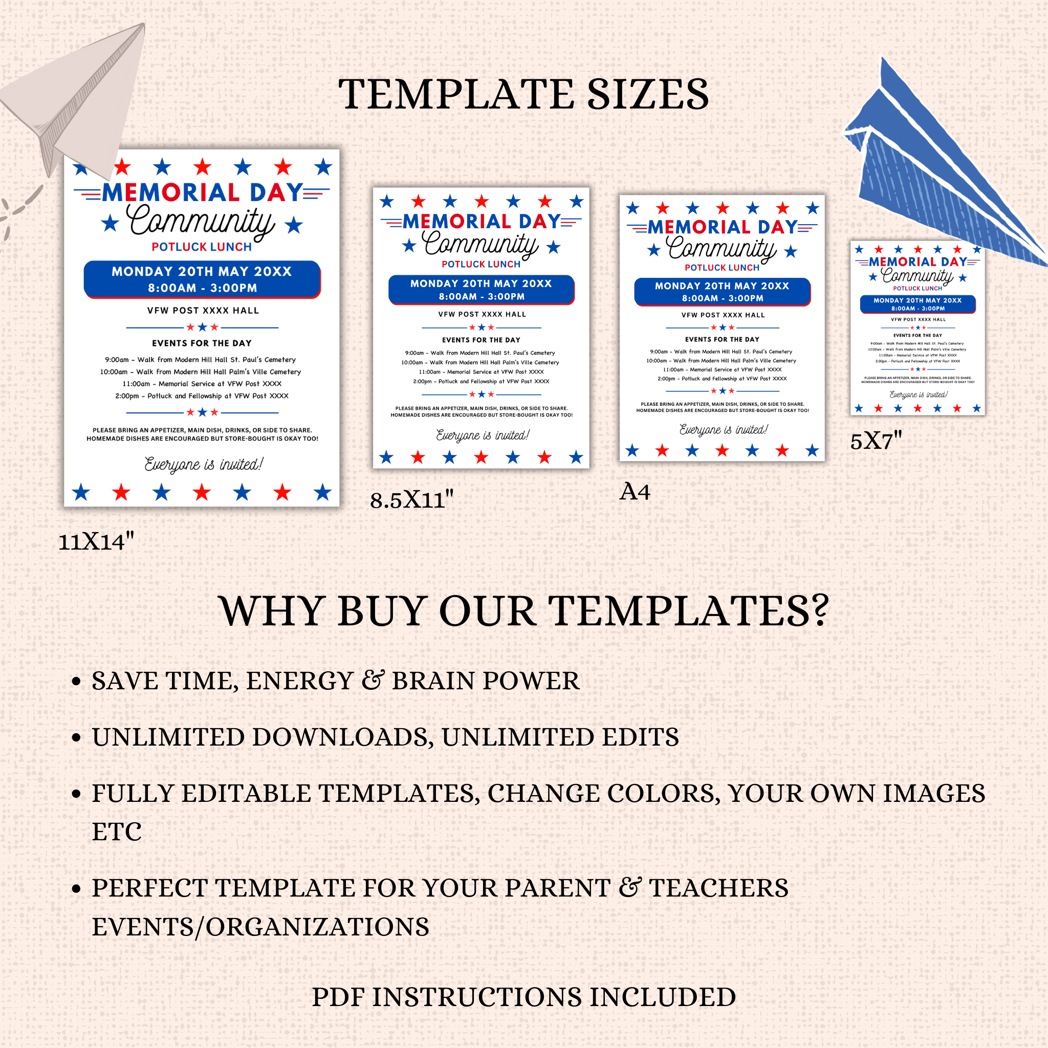 Memorial Day Potluck Flyer Template