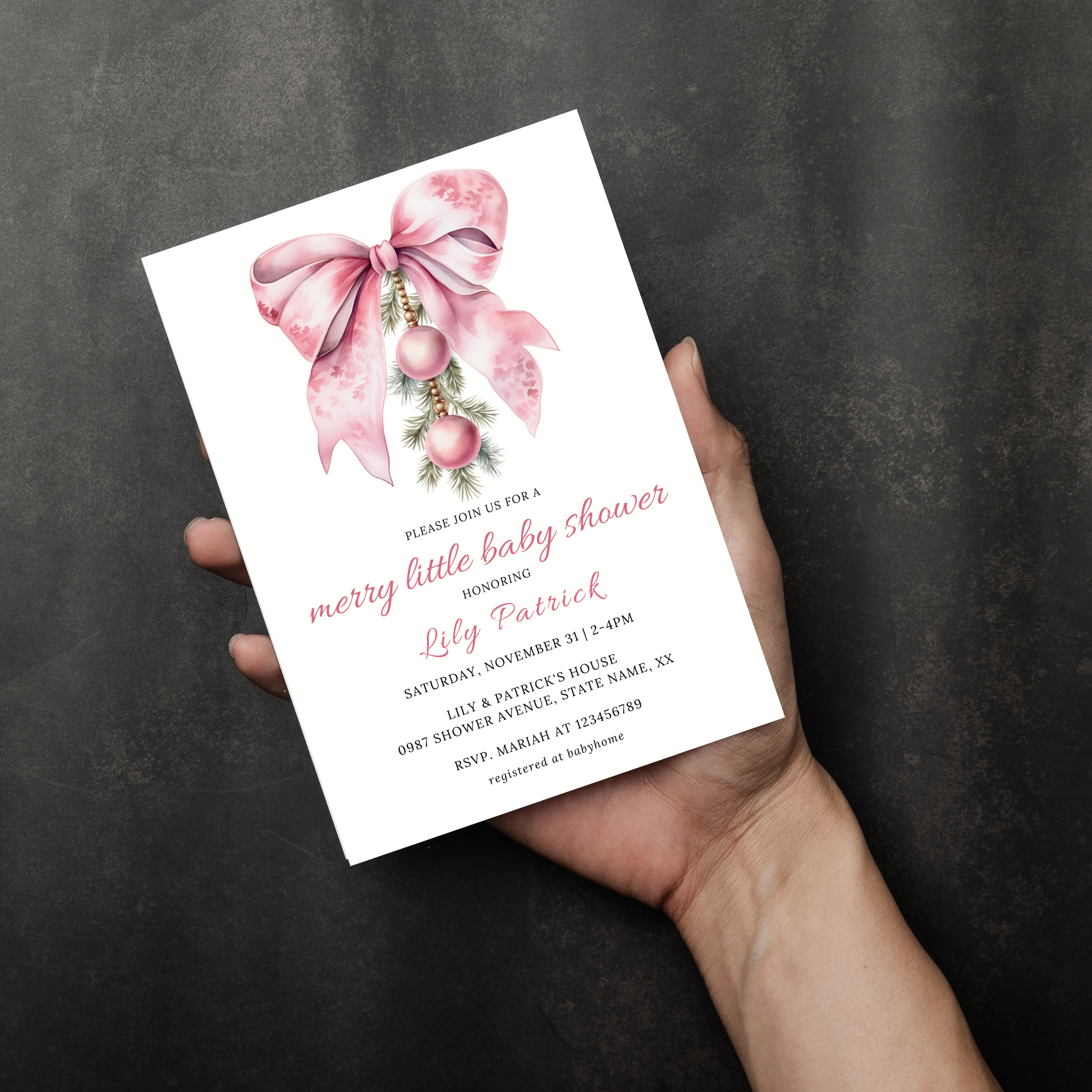 Merry Little Baby Shower Invitation | Pink
