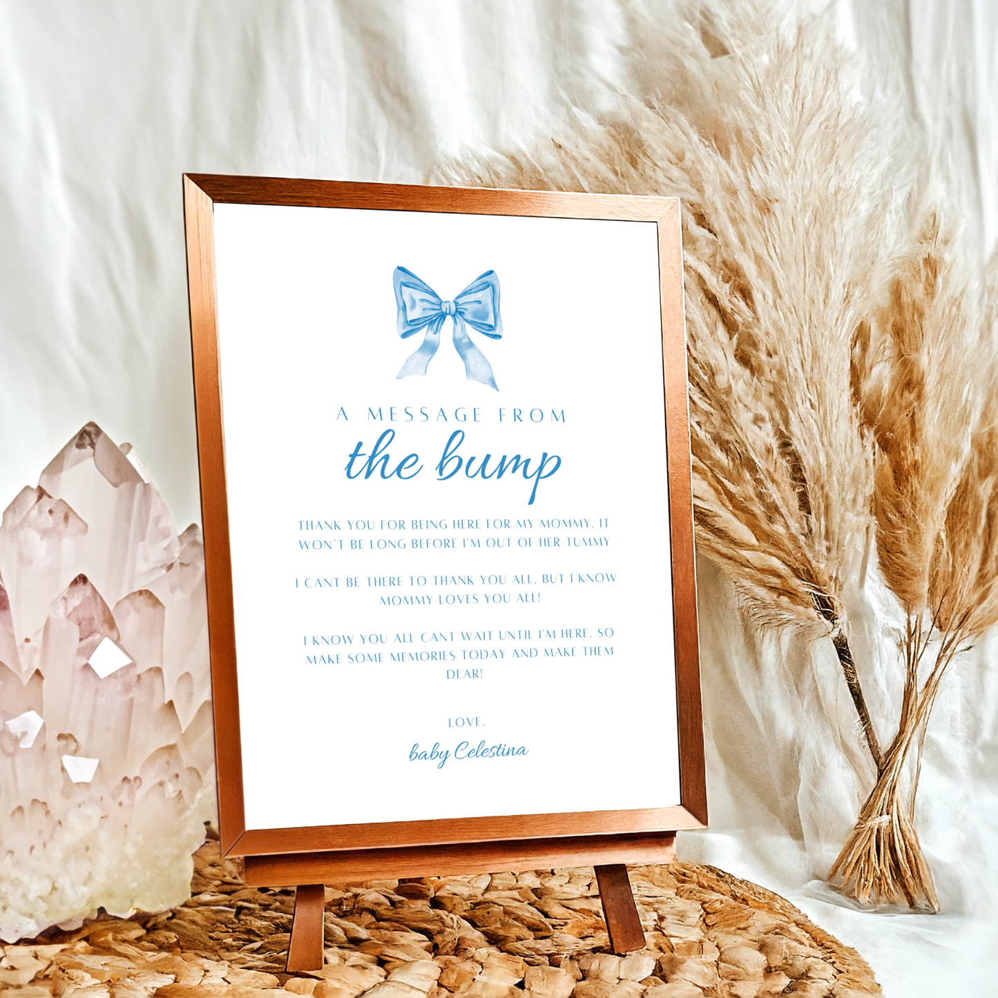 Message from the Bump Sign - Blue Bow