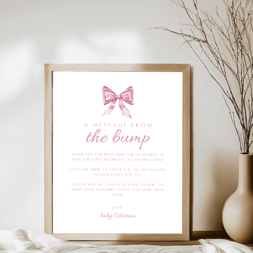 Message from the Bump Sign - Pink Bow