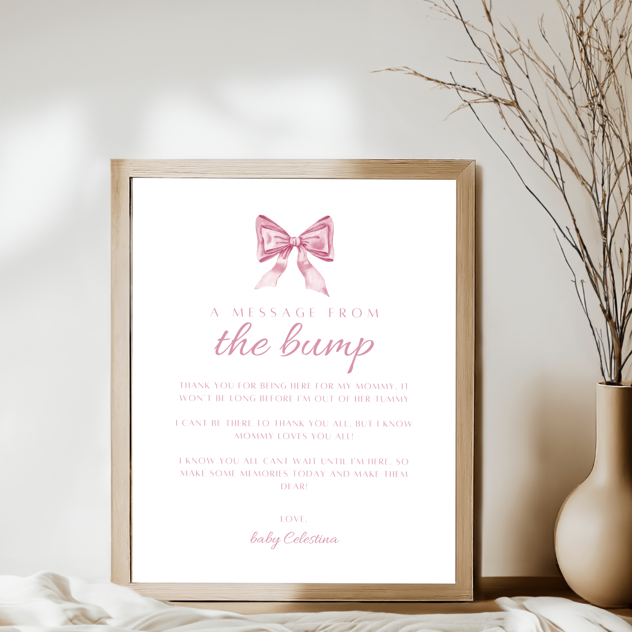 Message from the Bump Sign - Pink Bow